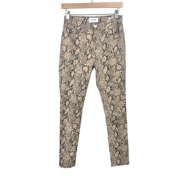 Frame Le High Skinny Crop Jeans in Coated Python Size 25 - Picture 2 of 8